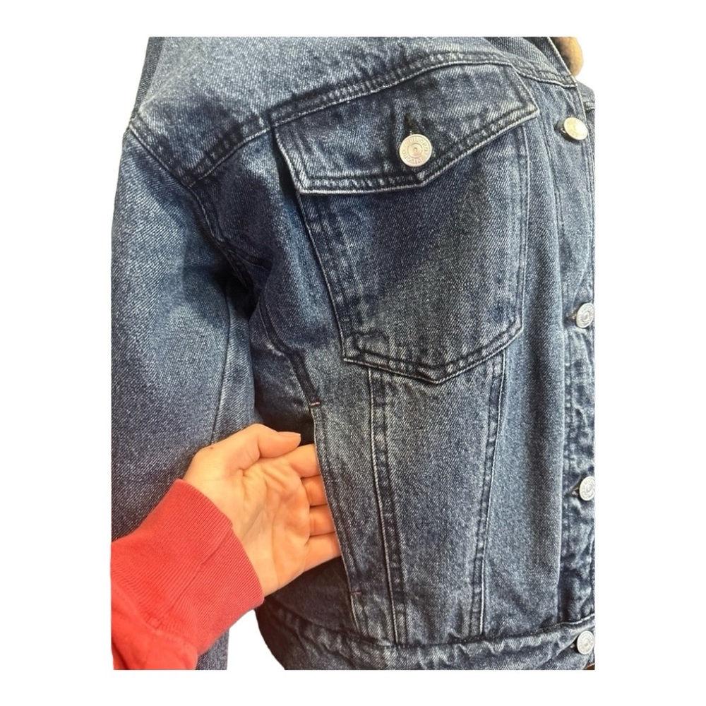 Anthropologie Pilcro Faux Sherpa Collar Denim Button Up Jean Jacket Size‎ Small - Picture 7 of 16